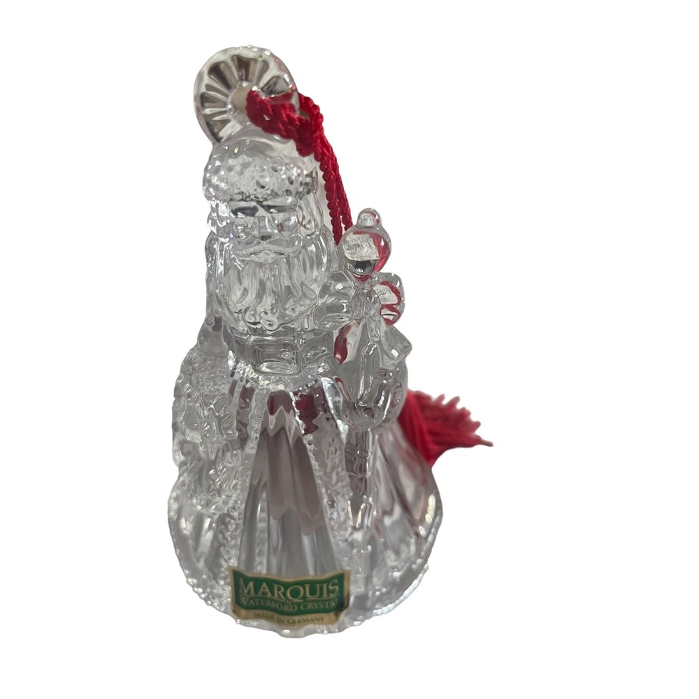 Vintage Marquis Clear Crystal Santa Collectible Bell 4 Inches Tall